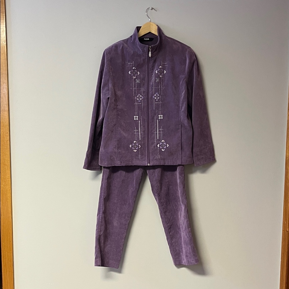 90s Embroidered Purple Corduroy Set